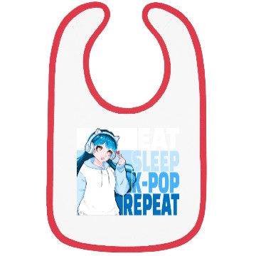 Discover Eat Sleep K-POP Repeat Cute Korean Anime Girl Bibs