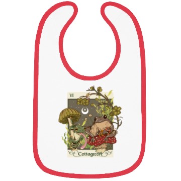 Discover Swamp Mushroom Frog Cottagecore Tarot Card Aesthet Bibs