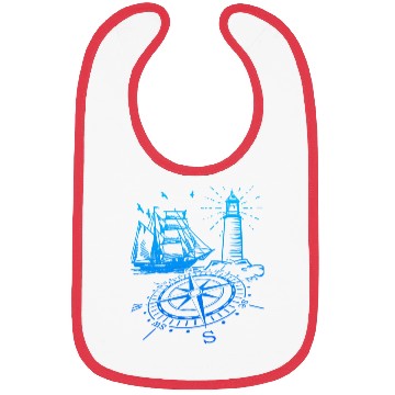 Discover Maritim lighthouse compass sailing ship north Bibs