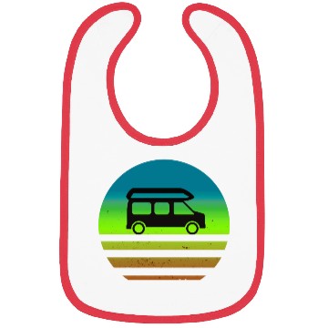 Discover Camper Van Retro Sunset Vintage sun camping Bibs