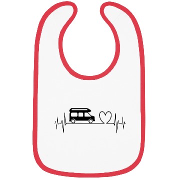 Discover Camper Van camping Ecg heartbeat heart black Bibs