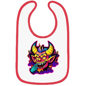 Discover 90's Style Neon Cartoon Crazy Devil Bibs