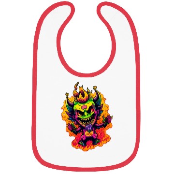 Discover 90's Style Neon Cartoon Crazy Devil 2 Bibs