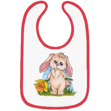Discover Cute bunny rabbit with daffodil daffodil Bibs