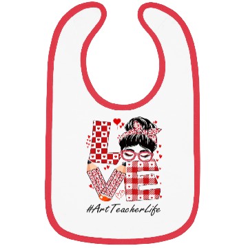 Discover Art Teacher Love Messy Bun Bibs