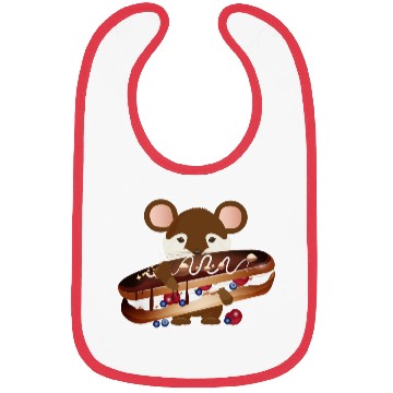 Discover cute mouse with delicious chocolate eclair Bibs