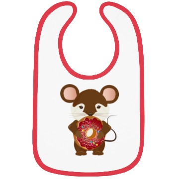 Discover cute brown mouse with delicious donut Bibs