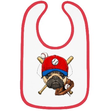Discover Baseball Player Coach Pug Dog Lover Pug Mom Bibs