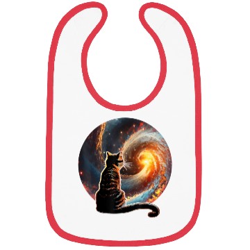 Discover Cat Staring at a Galaxy Cat Dad Cat Lover Bibs