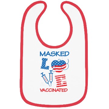 Discover Masked LOVE Vaccinated USA Flag 4th of July Gifts Bibs