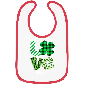 Discover Love Poppie Green Plaid Leopard Shamrock Bibs