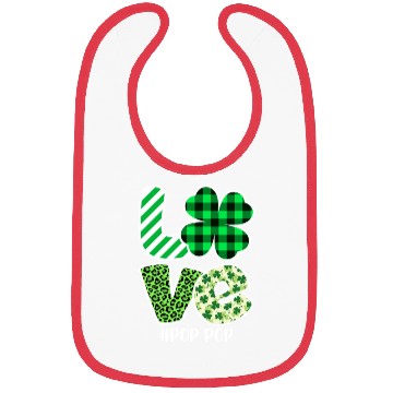Discover Love Pop Pop Green Plaid Leopard Shamrock Bibs