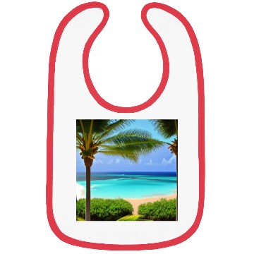 Discover Beach view Palm tree print Bibs