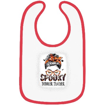 Discover Messy Bun Spooky Toddler Teacher Bleached Bibs