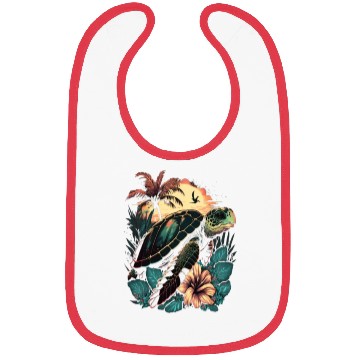 Discover Turtle Hawaiian Sea Turtles Hibiscus Flower Bibs