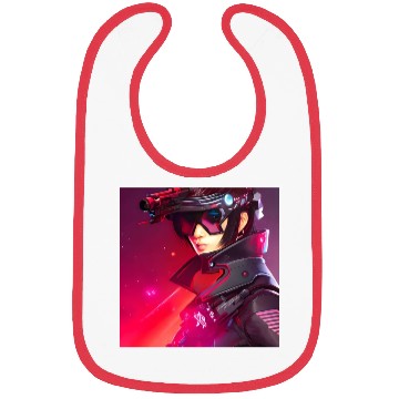 Discover Cyberpunk Girl red Neon light Bibs