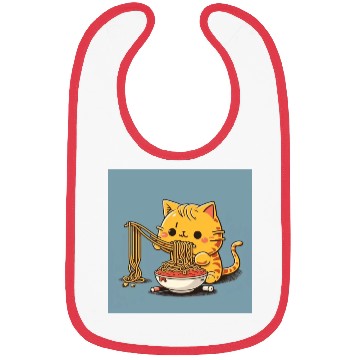Discover Japanese cat eating spaghetti Bibs