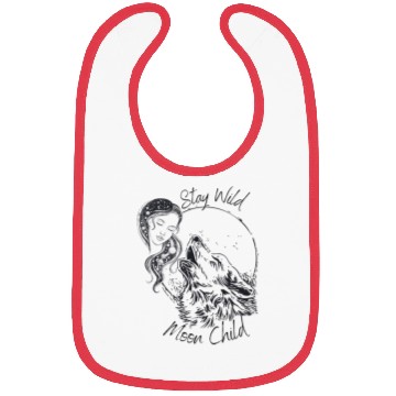 Discover Stay Wild Moon Child Wolf Howling at Moon Goddess Bibs