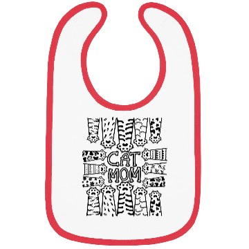 Discover Cat mom with paws black and white Bibs