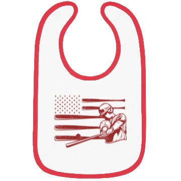 Discover Baseball Player Batter Baseball Bat USA Flag Bibs