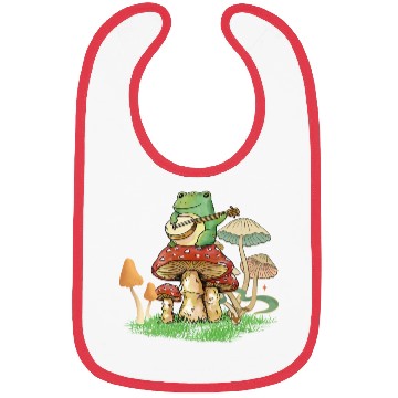 Discover Frog Playing Instrument On Mushroom Bibs