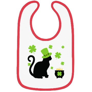 Discover Cat Shamrock St Patrick Day Lucky 01 Bibs