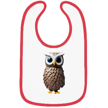 Discover Brown 3D owl illustration Bibs