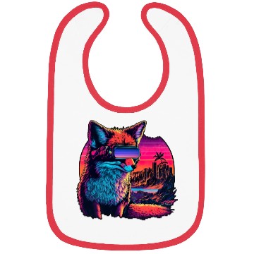 Discover Retro Futuristic Synthwave Fox Bibs