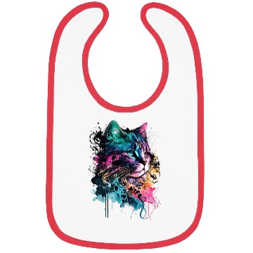 Discover Smoky Colorful Cat Design "Rainbow" Bibs