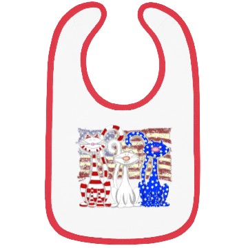 Discover 3 Cats Kitten American Flag Cat Lover Bibs
