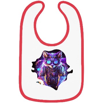 Discover Mecha Wolf with Neon Lights and Hipster Glasses Bibs