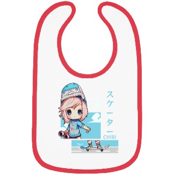 Discover Kawaii Chibi Skater Skateboard Japanese Aesthetic Bibs
