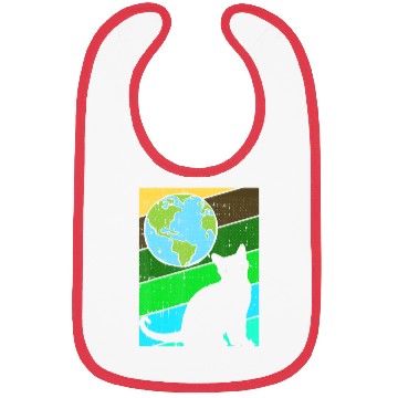 Discover Black Cat Earth Day Retro Kitten Lover Environment Bibs