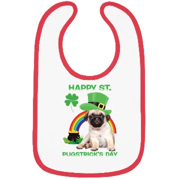 Discover Happy St Pugstrick's Day Funny Pug Lover Presents Bibs