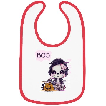 Discover Cute Skeleton Chibi Pumpkin Japanese Aesthetic Bibs