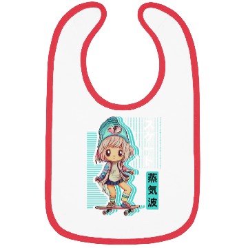 Discover Skater Chibi Anime Skateboard Japanese Vaporwave A Bibs