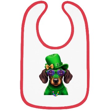 Discover St. Patricks Day Dachshund Wiener Dog Shamrock Bibs
