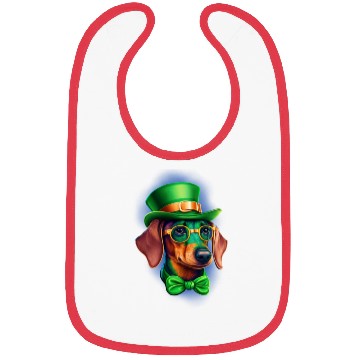 Discover St. Patricks Day Dachshund Wiener Dog Shamrock Bibs