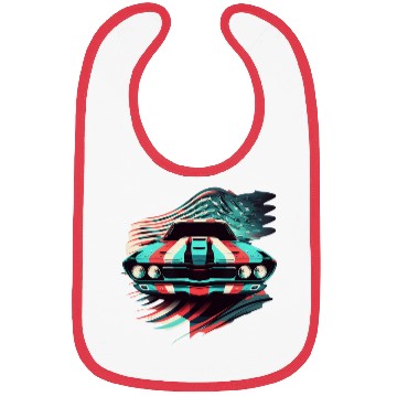 Discover Muscle car american flag backround Bibs