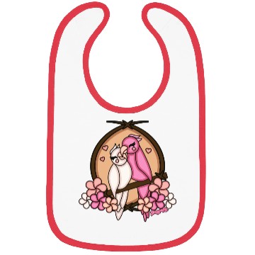 Discover Tiki Love Birds White Pink Bibs