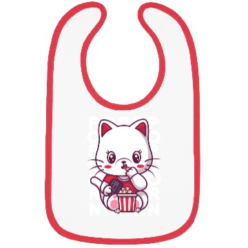 Discover Cat Eating Popcorn Bibs