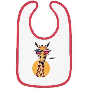 Discover Funny What's Up Giraffe US Flag Sunglasses USA Bibs