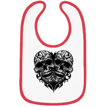 Discover Two Skulls Heart T Tattoo Style Bibs