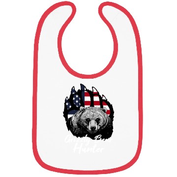Discover US Flag Grizzly Bear Hunting Patriotic Hunters Bibs