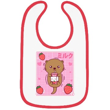 Discover Kawaii Sea Otter Strawberry Milk Shake Otaku Bibs