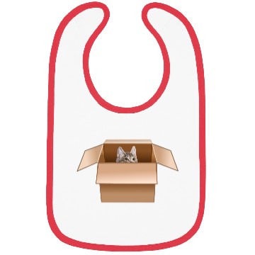 Discover Tabby Kitten Peeking from Cardboard Box Bibs