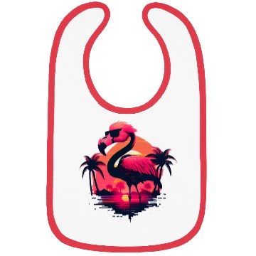 Discover Retro Sunset Pink Flamingo Summer Design Flamingo Bibs
