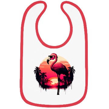 Discover Retro Sunset Pink Flamingo Summer Design Flamingo Bibs