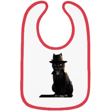 Discover black cat in black hat Bibs