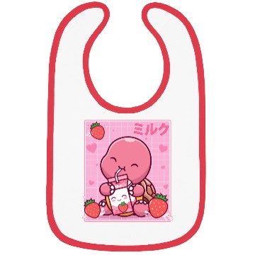 Discover Kawaii Turtle Lover Strawberry Milk Shake Otaku Bibs
